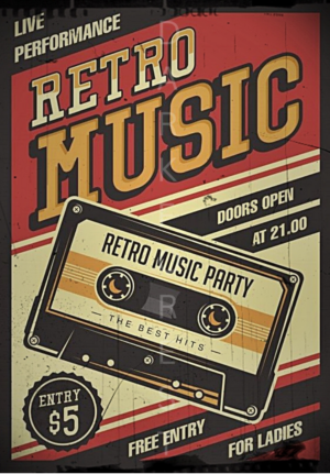 Διακοσμητικό πινακάκι τοίχου- Retro music party- PMUS-010