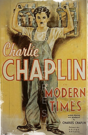 Διακοσμητικό πινακάκι τοίχου- Charlie Chaplin in modern times- PCIN-028