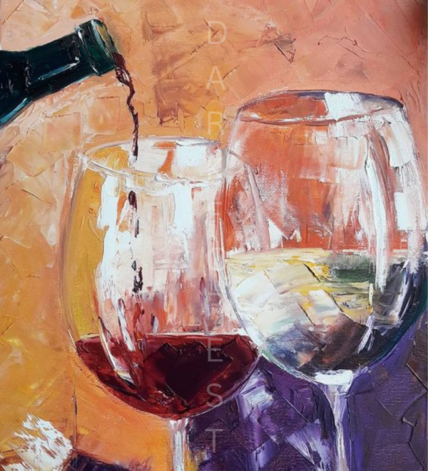 Διακοσμητικό πινακάκι τοίχου- two glasses of wine- PCOF-031