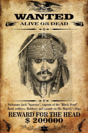 Διακοσμητικό πινακάκι τοίχου- Jack Sparrow wanted- PCIN-041