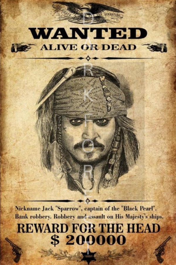 32 Διακοσμητικό πινακάκι τοίχου- Jack Sparrow wanted- PCIN-041