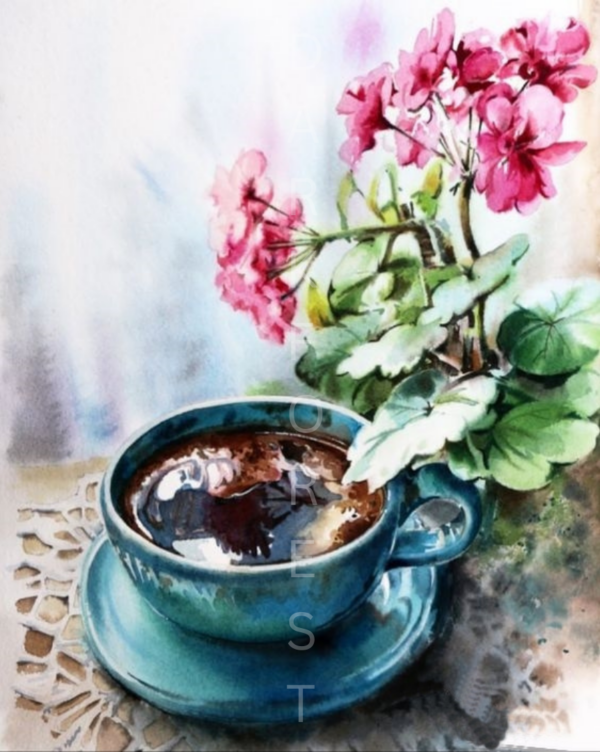 42 Διακοσμητικό πινακάκι τοίχου- blue cup- PCOF-042