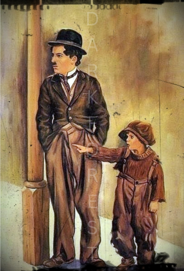42 Διακοσμητικό πινακάκι τοίχου- Charlie Chaplin and The Kid- PCIN-051