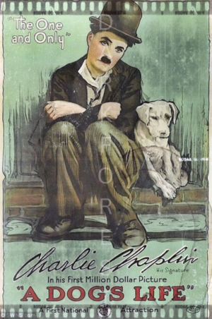 Διακοσμητικό πινακάκι τοίχου- Charlie Chaplin A dog's life- PCIN-054