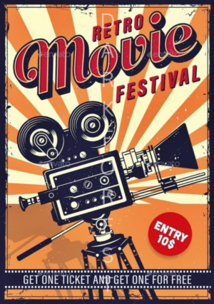 7 Διακοσμητικό πινακάκι τοίχου- retro movie festival- PCIN-017