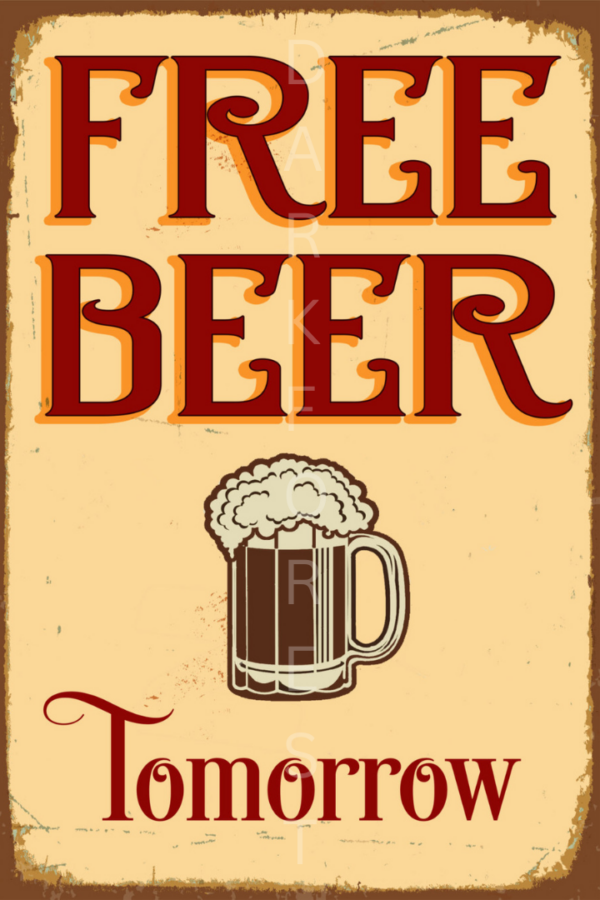 Διακοσμητικό πινακάκι τοίχου- free beer- PCOF-072