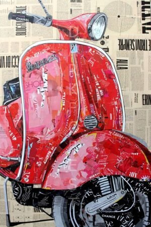 Διακοσμητικό πινακάκι τοίχου- Red Vespa- PCAR-026