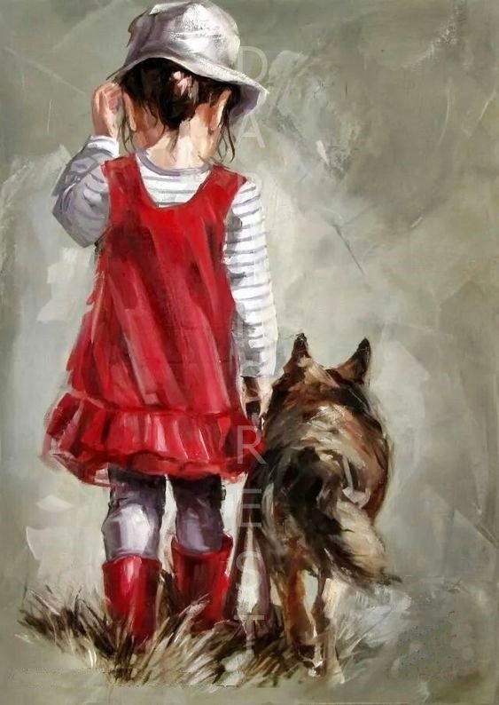 1bbebbd789bf024e85a41b116cef9d10 Διακοσμητικό πινακάκι τοίχου- Girl with a dog- PANI-003