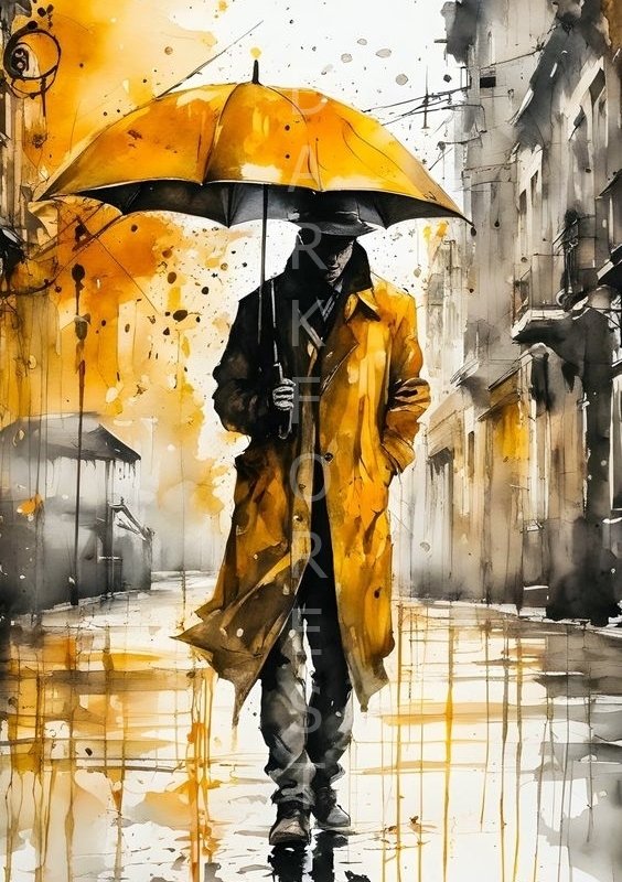 Διακοσμητικό πινακάκι τοίχου- The umbrella man- PATH-005