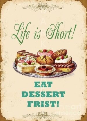 Διακοσμητικό πινακάκι τοίχου- Eat dessert first- PKIT-042