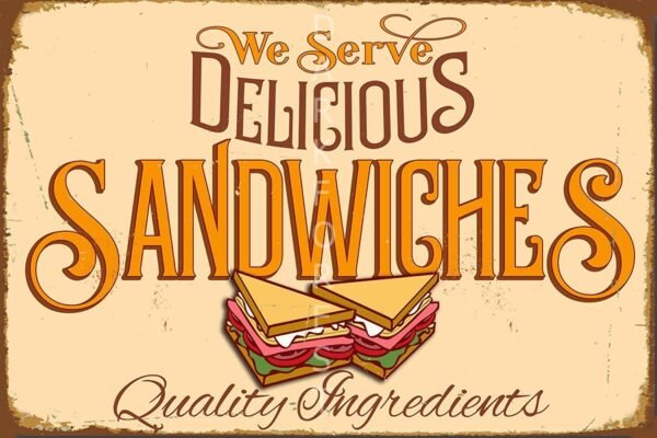 pnk-005 Διακοσμητικό πινακάκι τοίχου- Delicious Sandwiches- PQUO-052