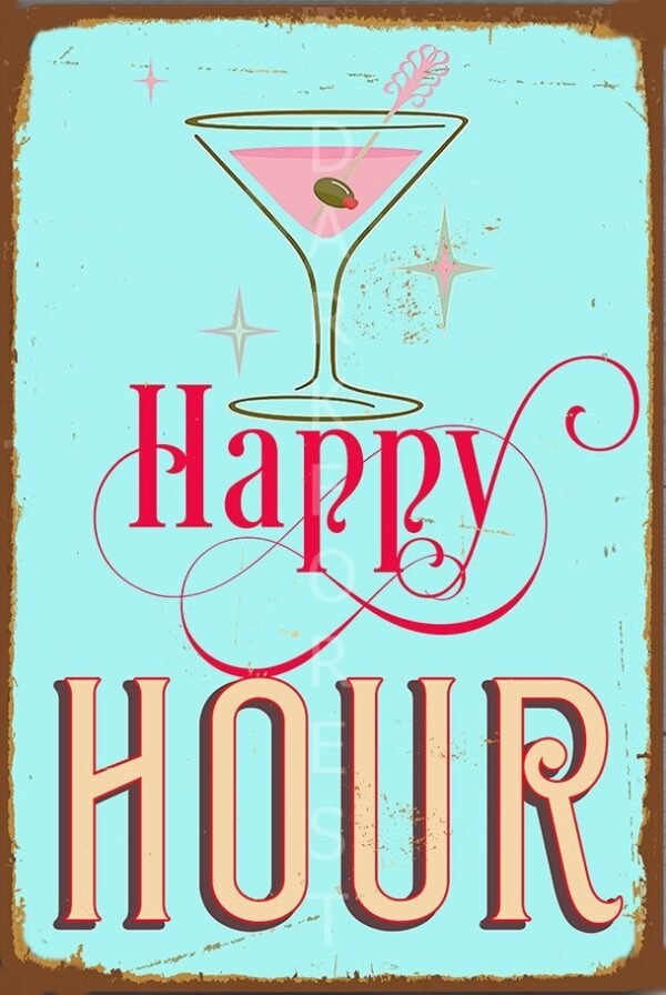 pnk-009 Διακοσμητικό πινακάκι τοίχου- Happy hour- PQUO-055