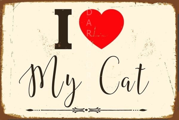 pnk-048 Διακοσμητικό πινακάκι τοίχου- Love my cat- PQUO-031