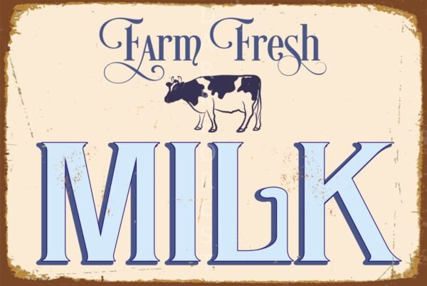 Διακοσμητικό πινακάκι τοίχου- Farm fresh milk- PQUO-046