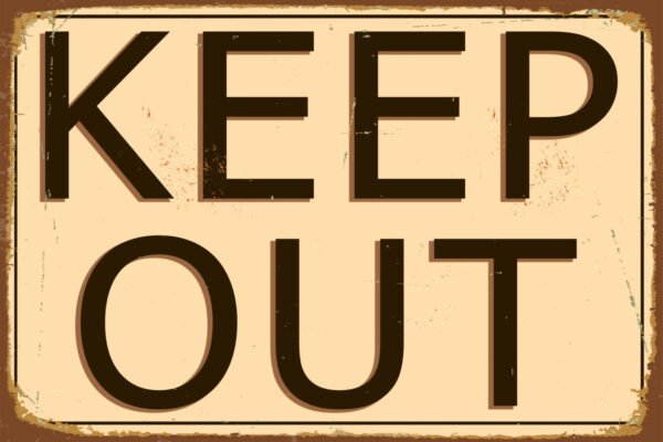 Vintage tin sign - Open sign - Raster version. Διακοσμητικό πινακάκι τοίχου- KEEP OUT- PCOM-032