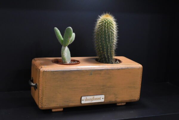 Ξύλινο γλαστράκι δύο θέσεων- Καφέ- LKG2-KAFP