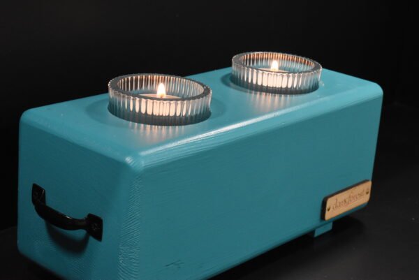 DSC_0083 Ξύλινη βάση ρεσό δύο θέσεων- Τιρκουαζ- LKR2-TIRA