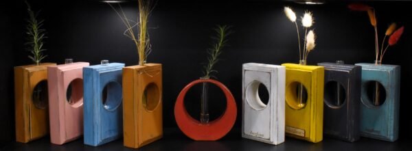 Ορθογώνιος καλλιεργητής με γεωμετρικά σχέδια- Ροζ- OKA-PINP